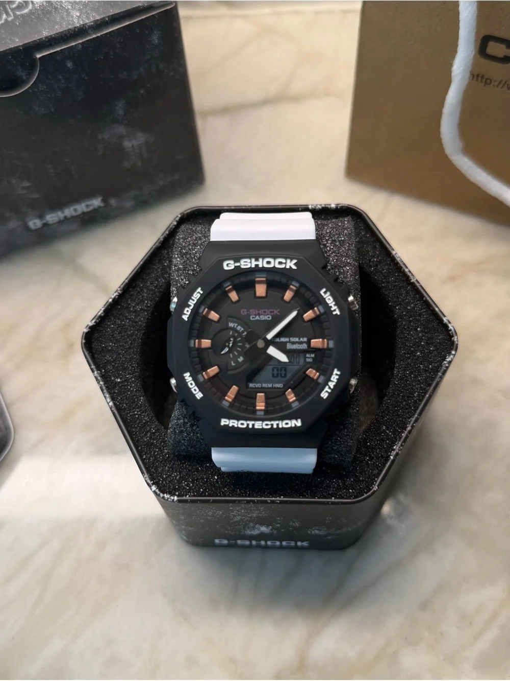 G-Shock Black and Light Blue Resin Sport Watch